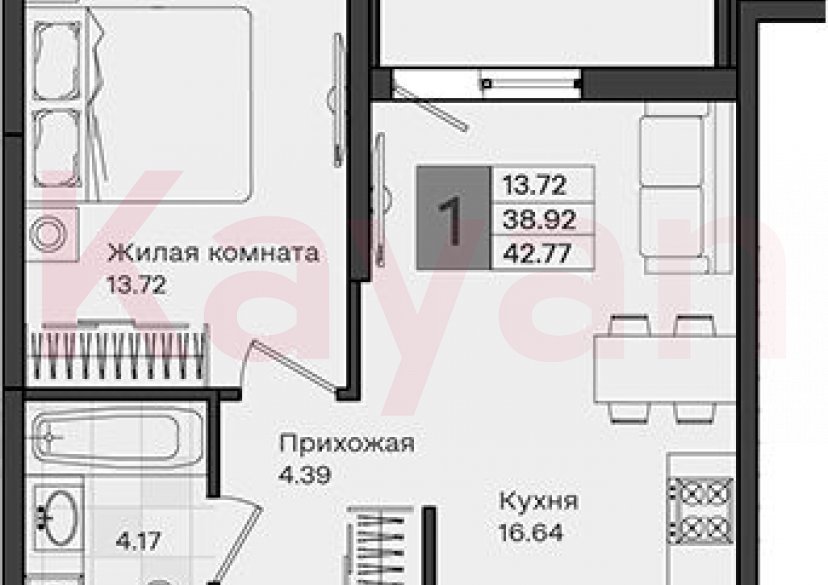 Продажа 1-комн. квартиры, 38.92 кв.м фото 0