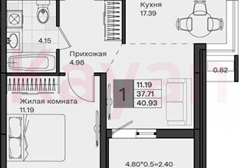 Продажа 1-комн. квартиры, 37.71 кв.м фото 0