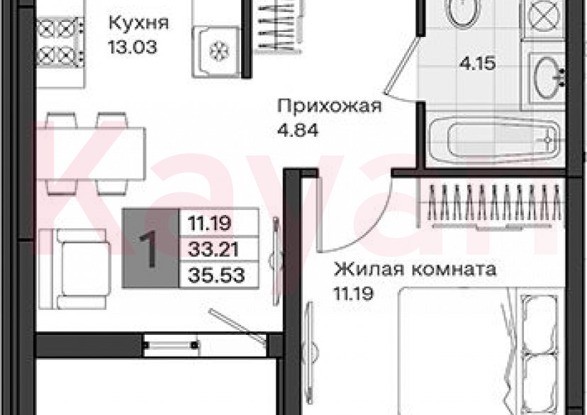 Продажа 1-комн. квартиры, 33.21 кв.м фото 0