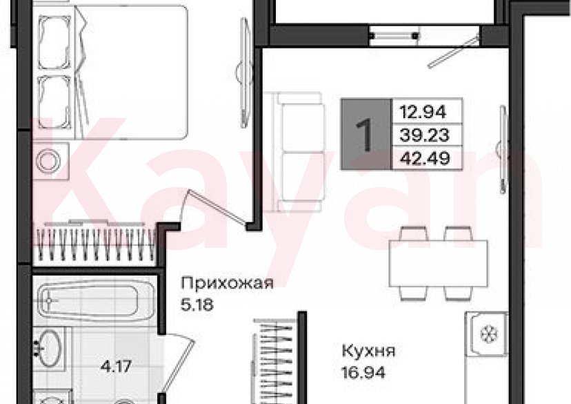 Продажа 1-комн. квартиры, 39.23 кв.м фото 0