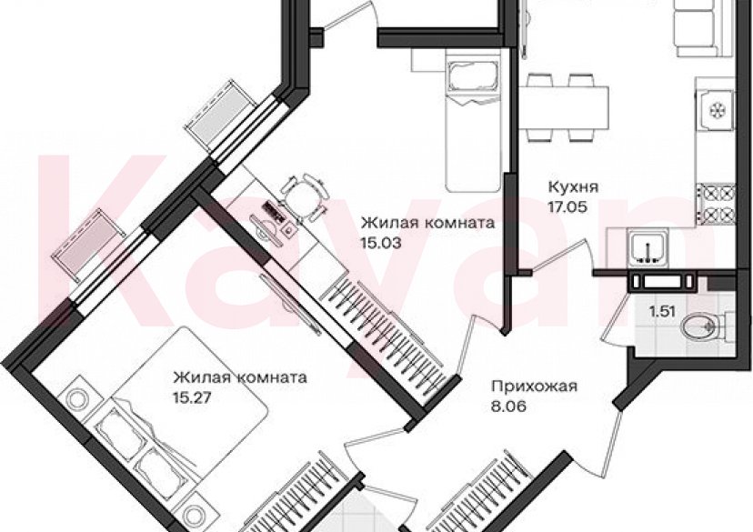 Продажа 2-комн. квартиры, 60.76 кв.м фото 0