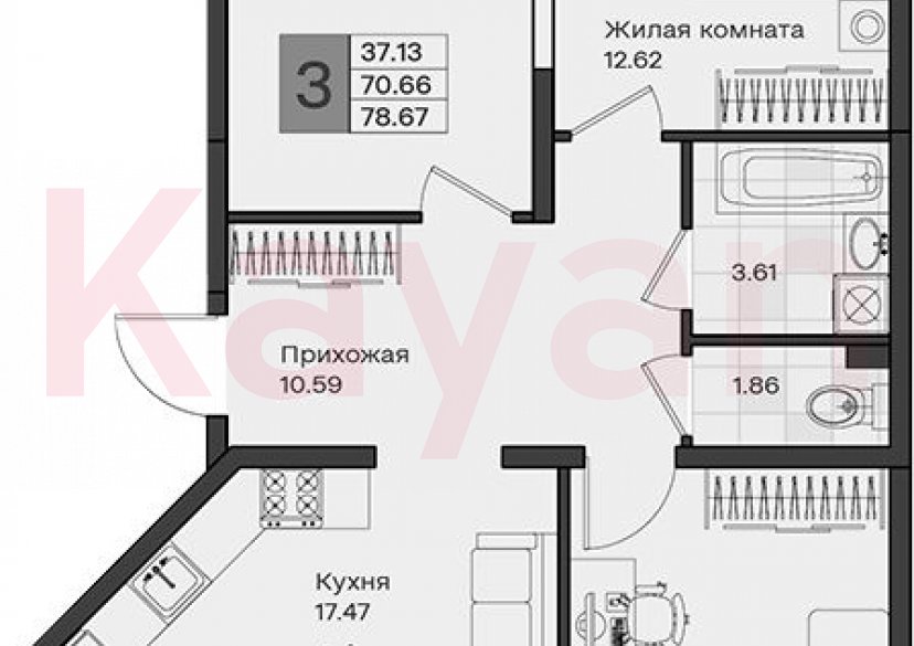 Продажа 3-комн. квартиры, 70.66 кв.м фото 0