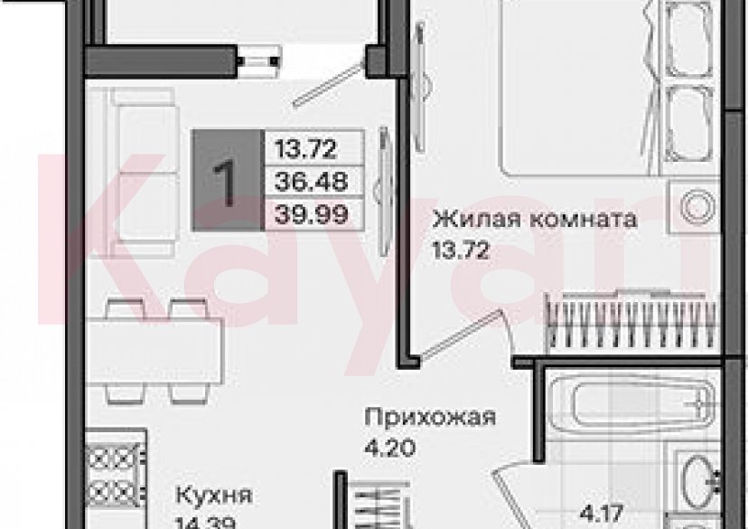 Продажа 1-комн. квартиры, 36.48 кв.м фото 0