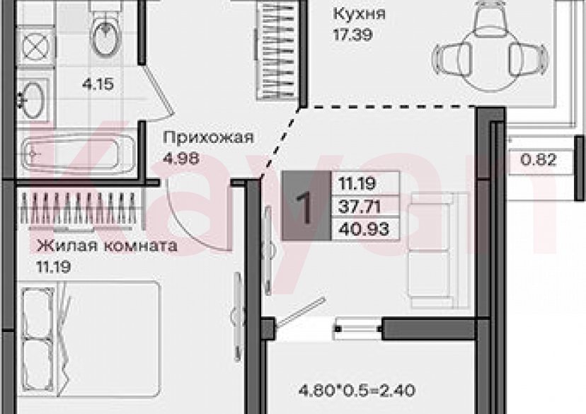 Продажа 1-комн. квартиры, 37.71 кв.м фото 0