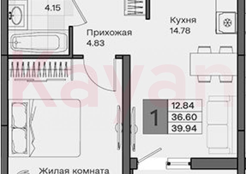 Продажа 1-комн. квартиры, 36.6 кв.м фото 0