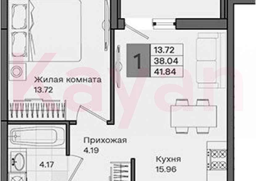 Продажа 1-комн. квартиры, 38.04 кв.м фото 0