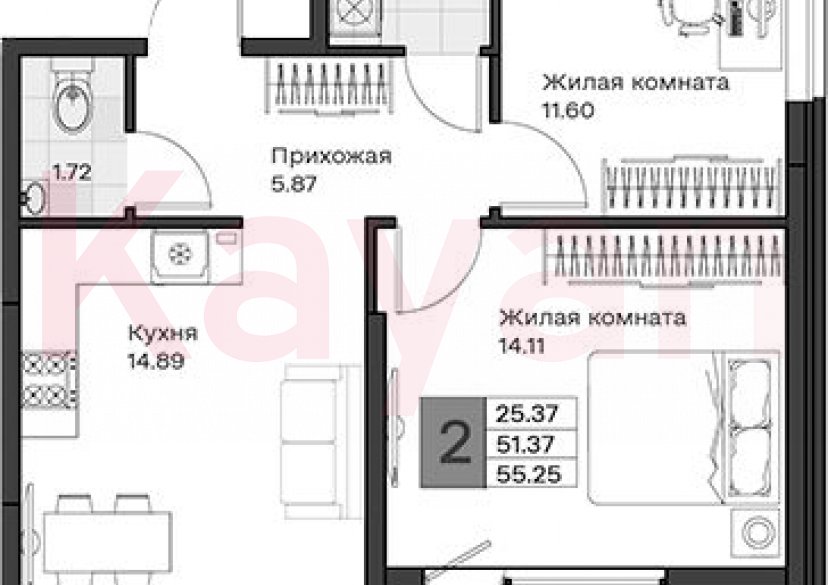 Продажа 2-комн. квартиры, 51.37 кв.м фото 0