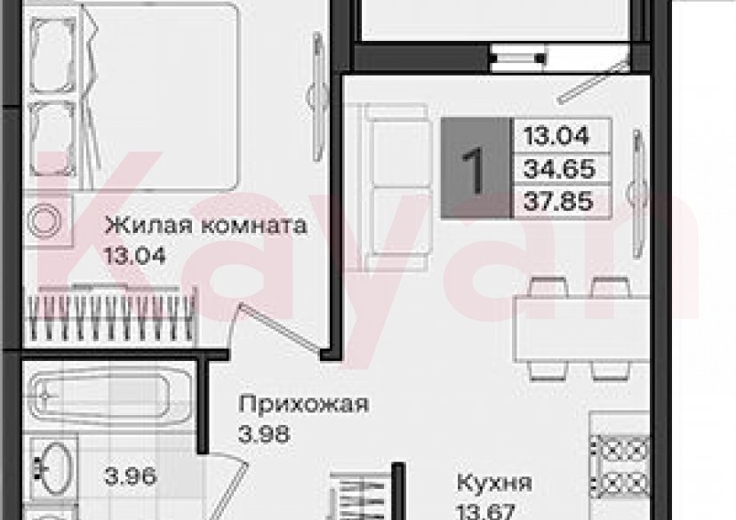 Продажа 1-комн. квартиры, 34.65 кв.м фото 0