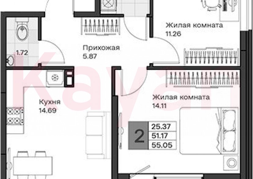 Продажа 2-комн. квартиры, 51.17 кв.м фото 0