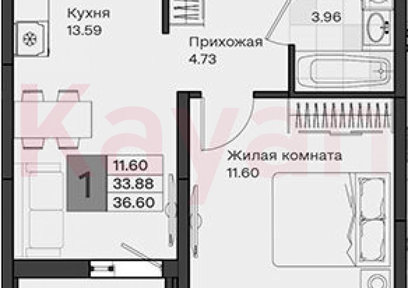 Продажа 1-комн. квартиры, 33.88 кв.м фото 0