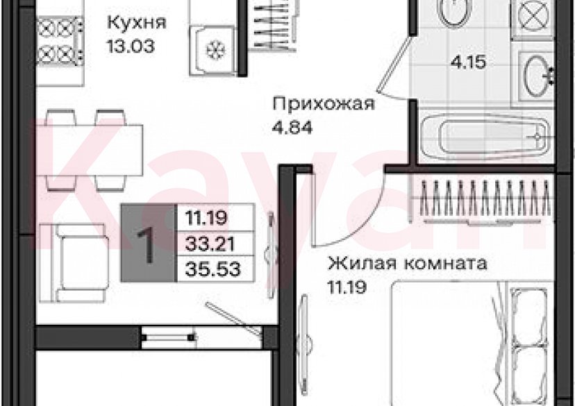 Продажа 1-комн. квартиры, 33.21 кв.м фото 0