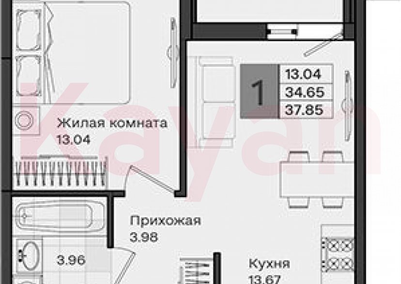 Продажа 1-комн. квартиры, 34.65 кв.м фото 0