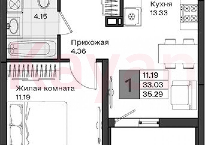 Продажа 1-комн. квартиры, 33.03 кв.м фото 0