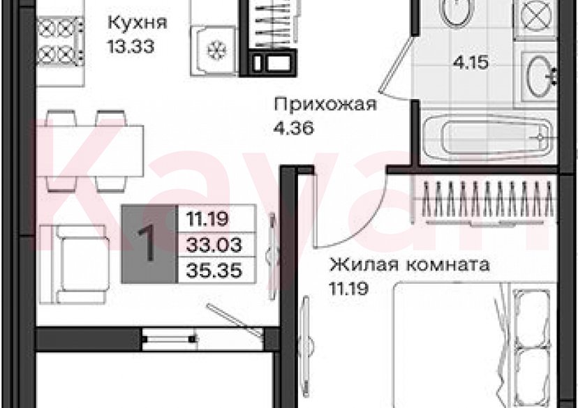 Продажа 1-комн. квартиры, 33.03 кв.м фото 0