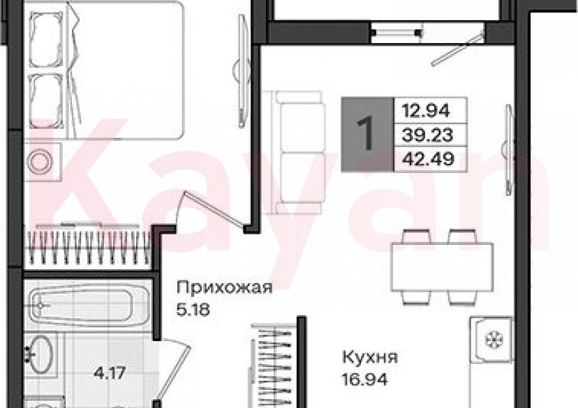 Продажа 1-комн. квартиры, 39.23 кв.м фото 0