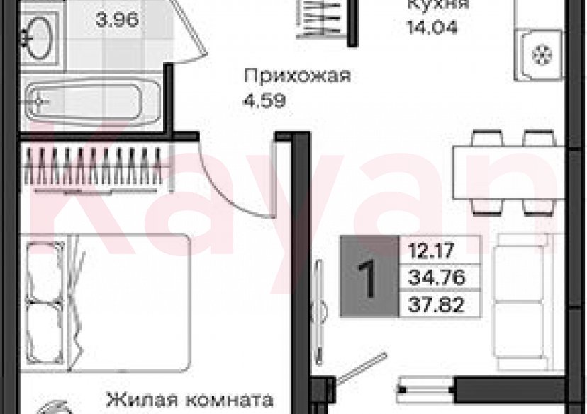 Продажа 1-комн. квартиры, 34.76 кв.м фото 0