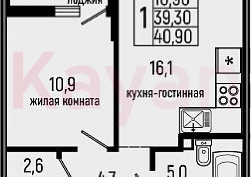 Продажа 1-комн. квартиры, 39.3 кв.м фото 0