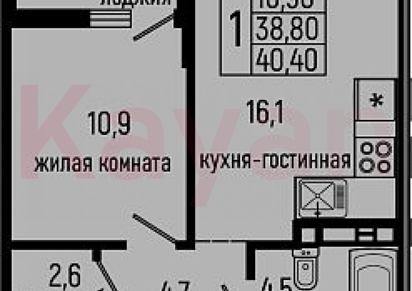 Продажа 1-комн. квартиры, 38.8 кв.м фото 0