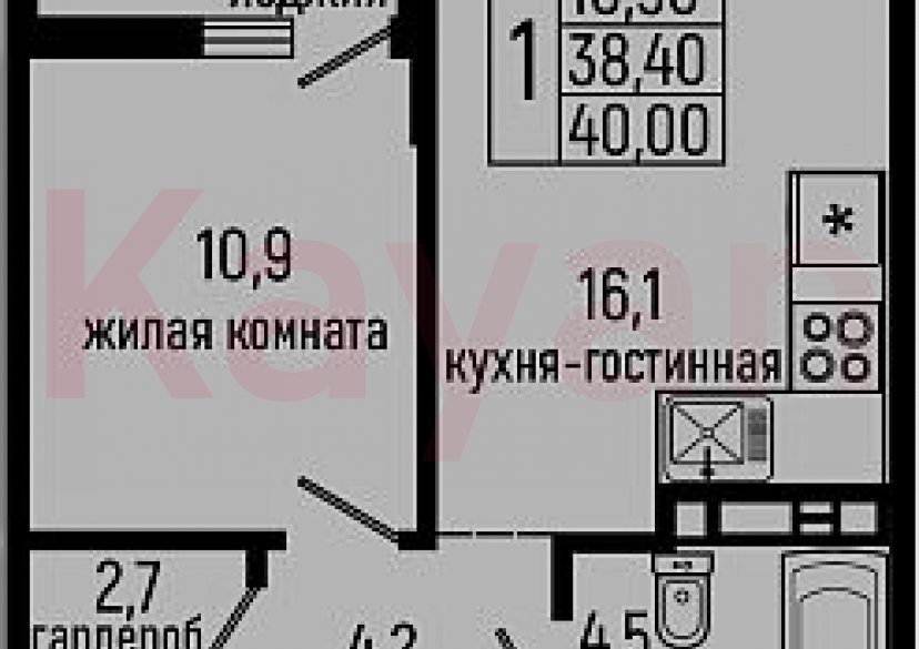 Продажа 1-комн. квартиры, 38.4 кв.м фото 0