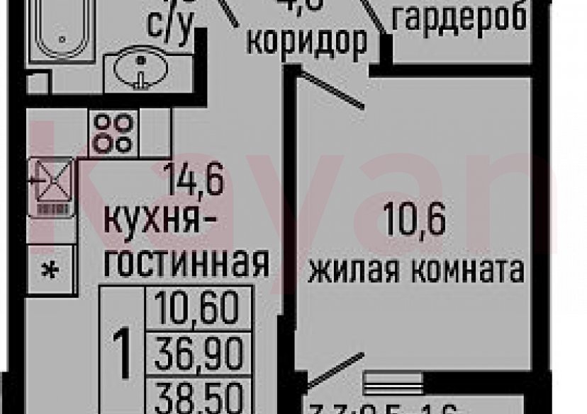 Продажа 1-комн. квартиры, 36.9 кв.м фото 0