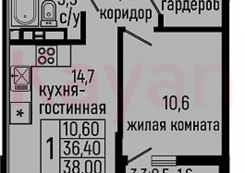 Продажа 1-комн. квартиры, 36.4 кв.м фото 0