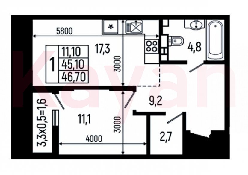 Продажа 1-комн. квартиры, 45.1 кв.м фото 0