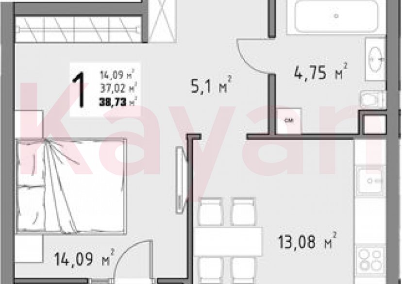 Продажа 1-комн. квартиры, 37.02 кв.м фото 0