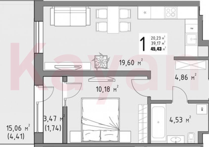 Продажа 1-комн. квартиры, 39.28 кв.м фото 0