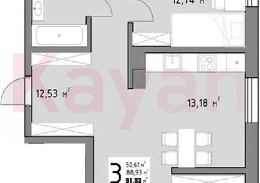 Продажа 3-комн. квартиры, 90.23 кв.м фото 0