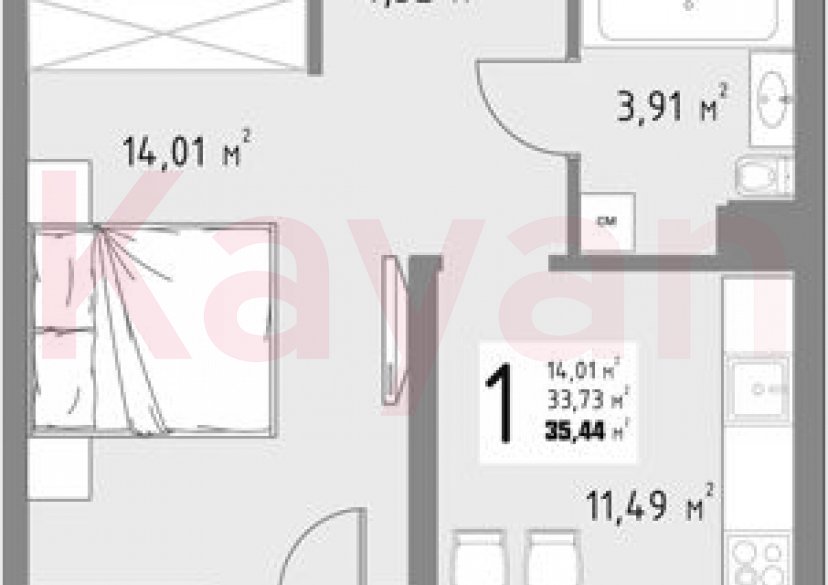 Продажа 1-комн. квартиры, 33.73 кв.м фото 0