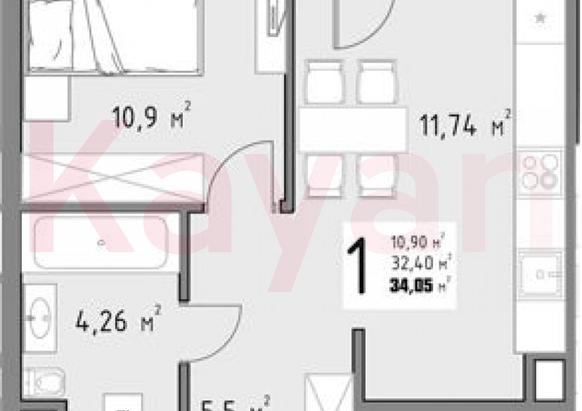 Продажа 1-комн. квартиры, 32.4 кв.м фото 0