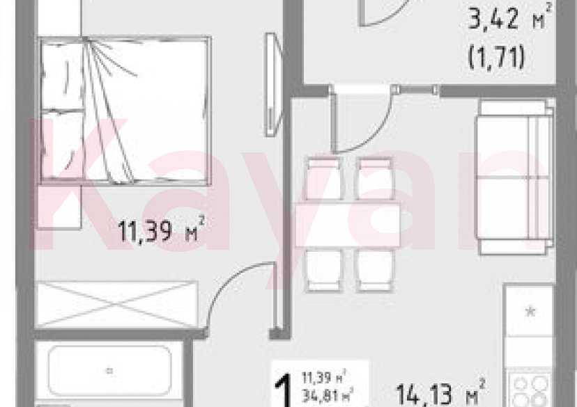 Продажа 1-комн. квартиры, 34.81 кв.м фото 0