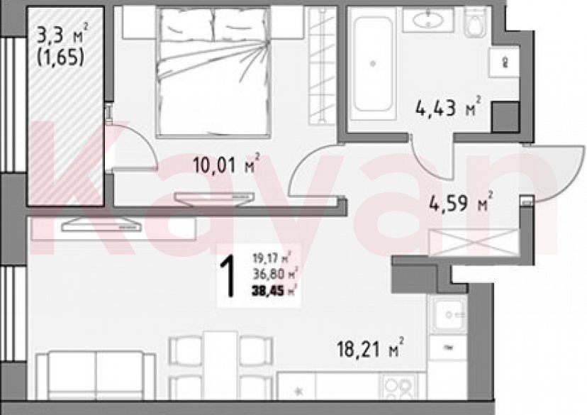 Продажа 1-комн. квартиры, 36.8 кв.м фото 0