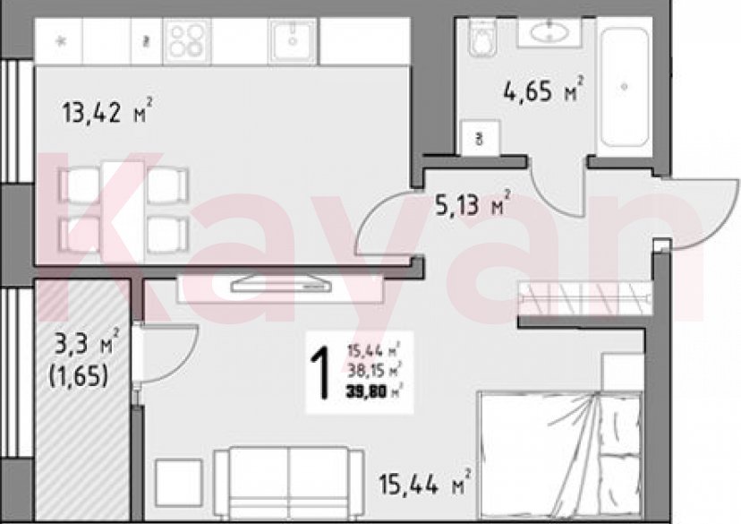 Продажа 1-комн. квартиры, 38.15 кв.м фото 0