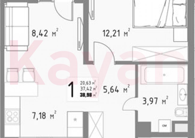 Продажа 1-комн. квартиры, 37.42 кв.м фото 0