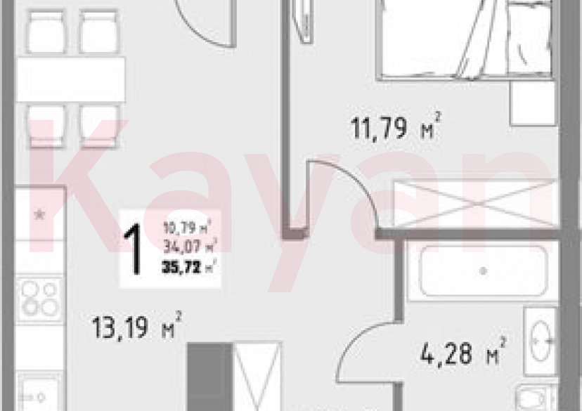 Продажа 1-комн. квартиры, 34.07 кв.м фото 0