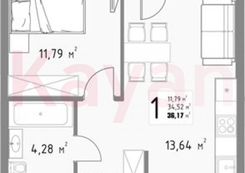 Продажа 1-комн. квартиры, 34.52 кв.м фото 0