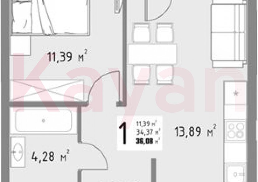 Продажа 1-комн. квартиры, 34.37 кв.м фото 0