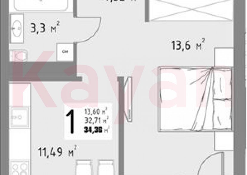 Продажа 1-комн. квартиры, 32.71 кв.м фото 0
