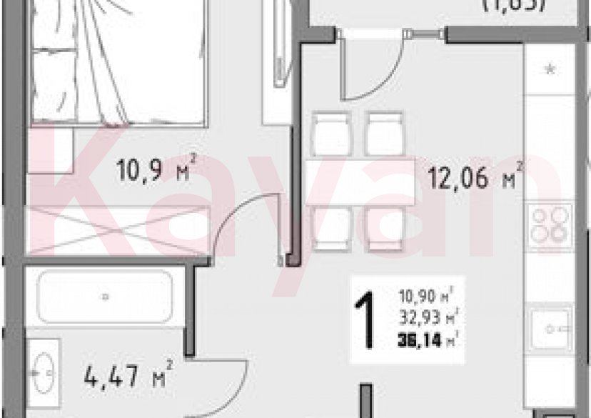 Продажа 1-комн. квартиры, 32.93 кв.м фото 0