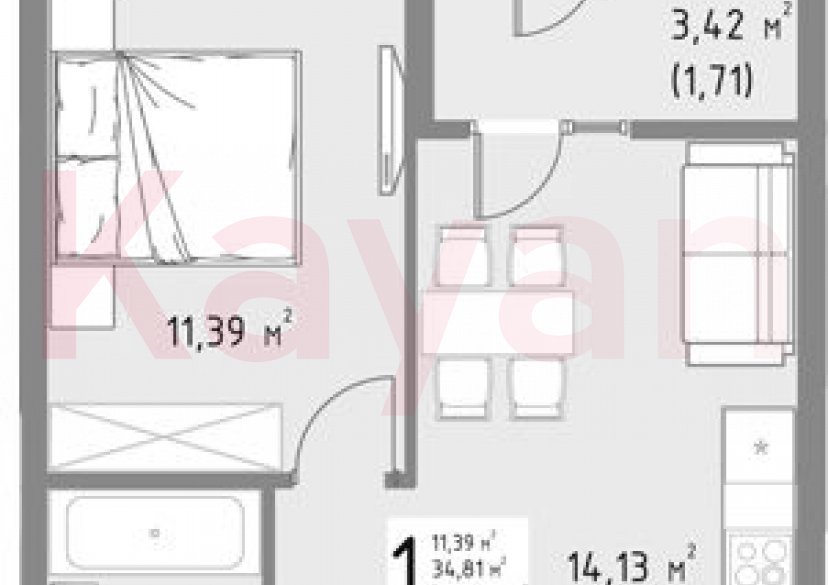 Продажа 1-комн. квартиры, 34.81 кв.м фото 0