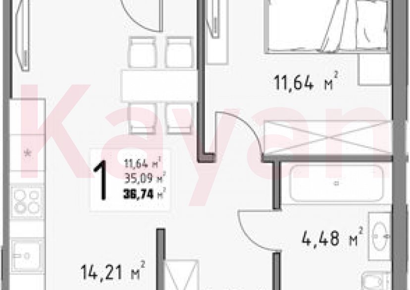 Продажа 1-комн. квартиры, 35.09 кв.м фото 0