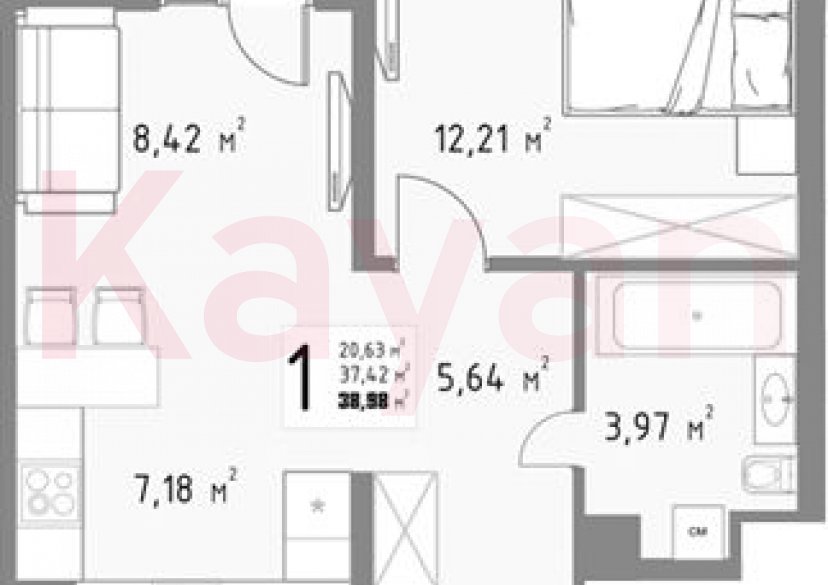 Продажа 1-комн. квартиры, 37.42 кв.м фото 0