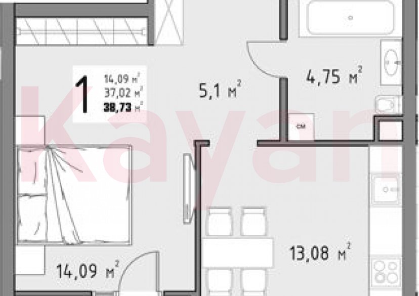 Продажа 1-комн. квартиры, 37.02 кв.м фото 0