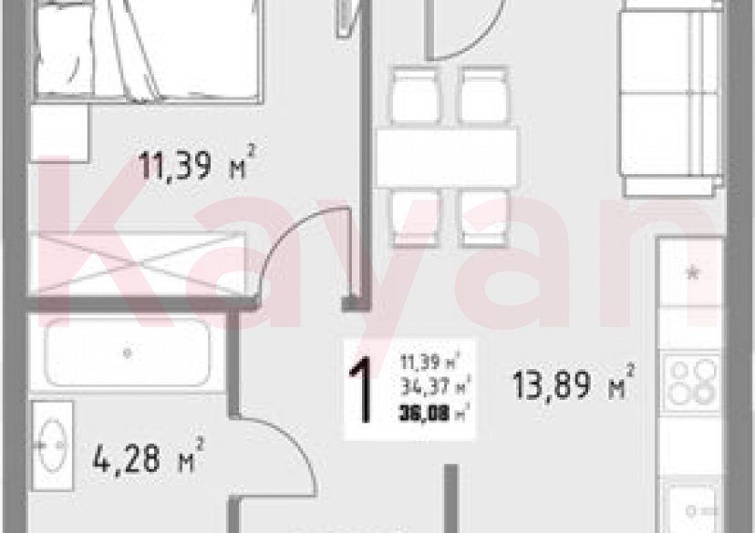 Продажа 1-комн. квартиры, 34.37 кв.м фото 0