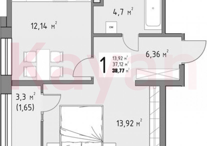 Продажа 1-комн. квартиры, 37.12 кв.м фото 0