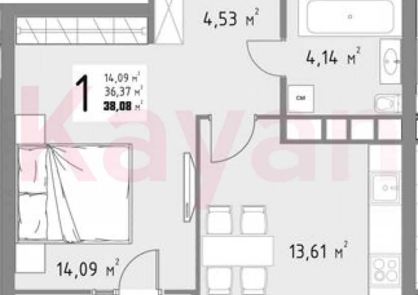 Продажа 1-комн. квартиры, 36.37 кв.м фото 0