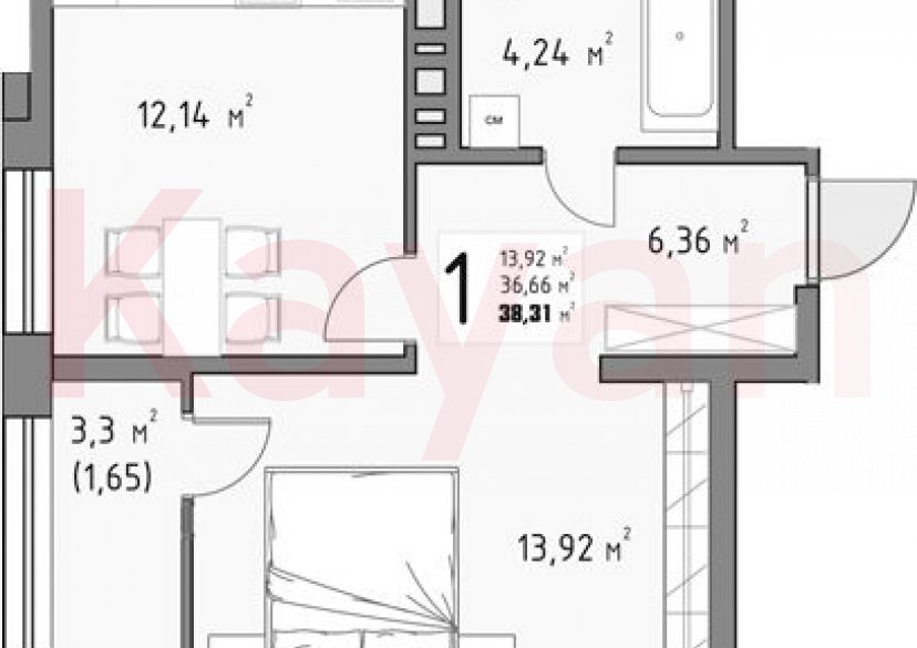 Продажа 1-комн. квартиры, 36.66 кв.м фото 0