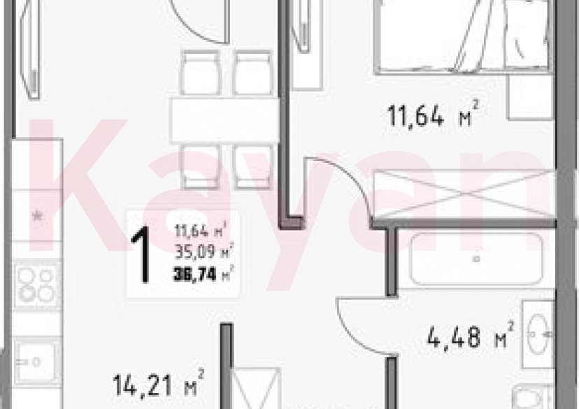 Продажа 1-комн. квартиры, 35.09 кв.м фото 0